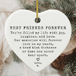 Personalized Vintage Minimal Best Friend Christmas Ceramic Ornament<br><div class="desc">Celebrate the bond of friendship this holiday season with the Personalized Vintage Minimal Best Friend Christmas Ceramic Ornament. Featuring a timeless design, this ceramic heart ornament is the perfect way to send a heartfelt message to your best friend. Whether for old friends or close companions, this keepsake gift captures the...</div>