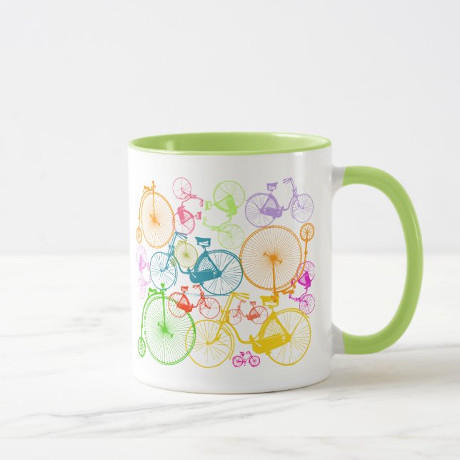 Personalized Vintage Modern Bicycle Neon Pattern Mug (Right)