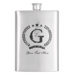 Personalized vintage monogram steel flask