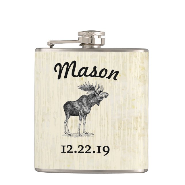 Personalized Vintage Moose Flask (Front)