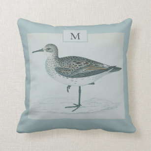Personalized Vintage Nautical Seagull Watercolor Throw Pillow