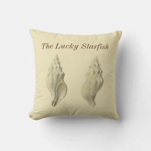 Personalized Vintage Nautical Seashell Watercolor Throw Pillow