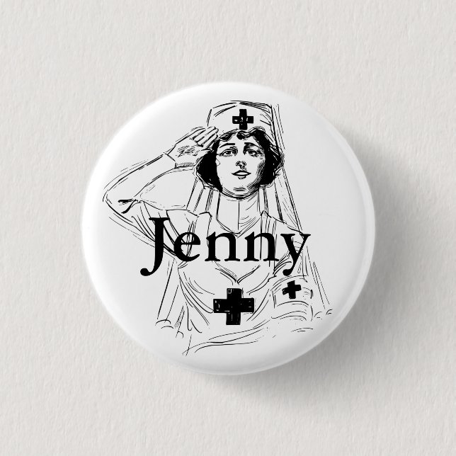 Personalized Vintage Nurse Graphics Button (Front)