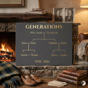Personalized Vintage Oak Family Tree Heritage Wood Canvas Print