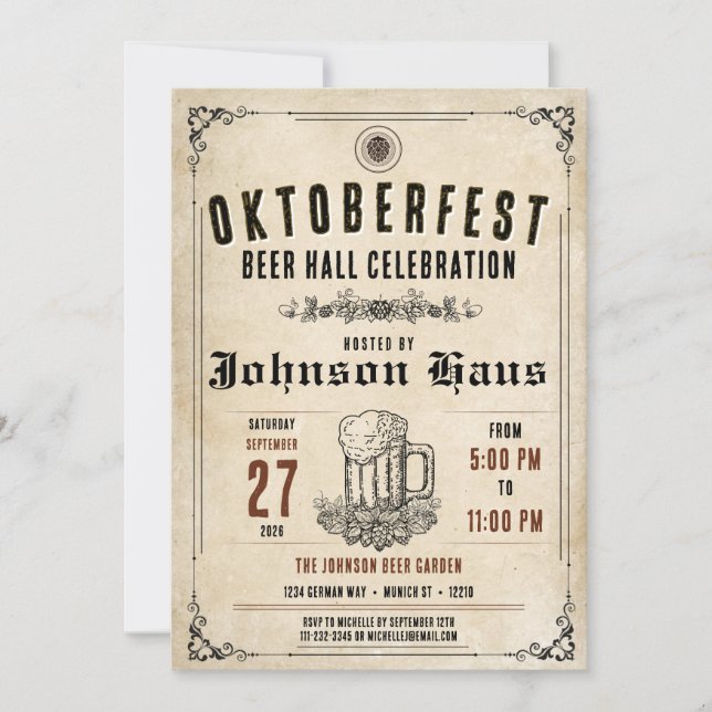 Personalized Vintage Oktoberfest Invitation (Front)