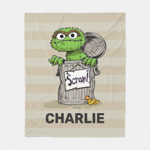 Personalized Vintage Oscar the Grouch Scram Fleece Blanket