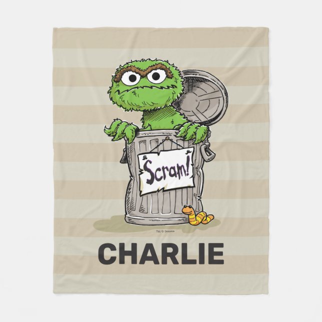 Personalized Vintage Oscar the Grouch Scram Fleece Blanket (Front)