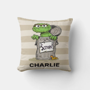 Personalized Vintage Oscar the Grouch Scram Throw Pillow