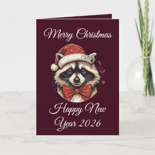 Personalized Vintage Panda Christmas Retro Holiday Card