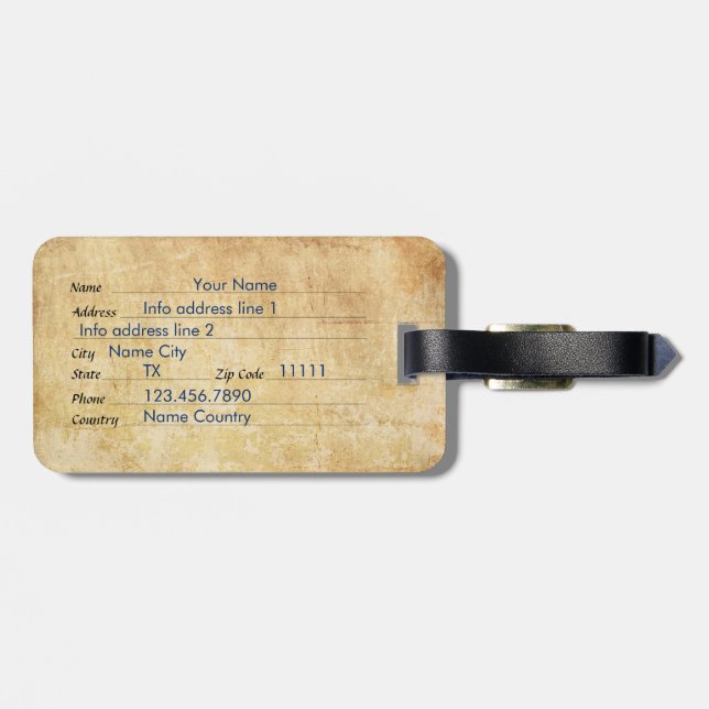 Personalized Vintage Patriotic American Flag Luggage Tag (Back Horizontal)