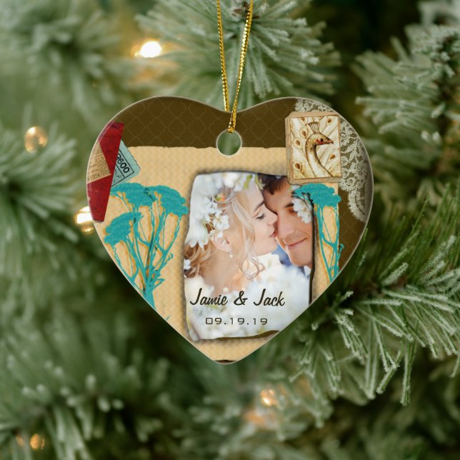 Personalized Vintage Photo Collage Ceramic Ornament (Tree)