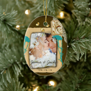 Personalized Vintage Photo Collage Ceramic Ornament