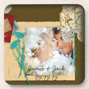 Personalized Vintage Photo Collage Coaster