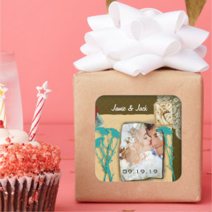 Personalized Vintage Photo Collage Square Sticker