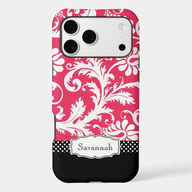 Personalized Vintage Pink and Black Damask (Back)