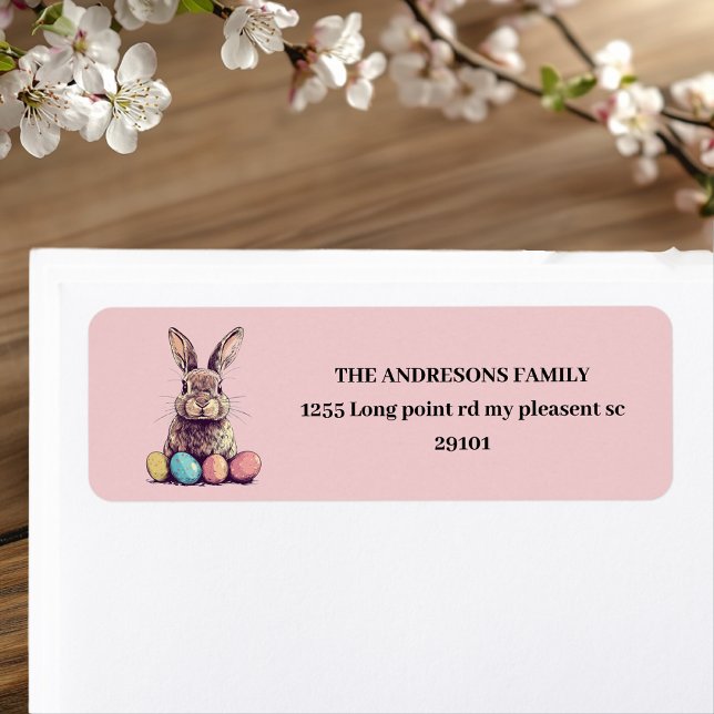 Personalized Vintage Pink Bunny & Egg Easter  (Creator Uploaded)