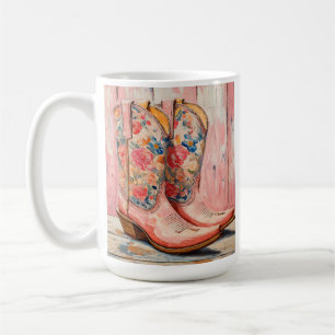 Personalized Vintage Pink Cowgirl Boots  Coffee Mug
