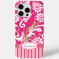 Personalized Vintage Pink Damask Love Bird