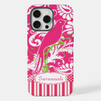 Personalized Vintage Pink Damask Love Bird