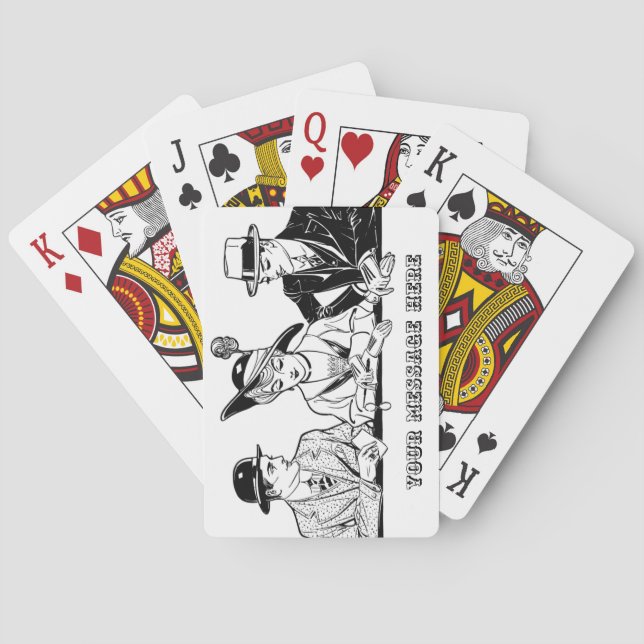 Personalized Vintage Polyamory Throuple Playing Cards (Back)