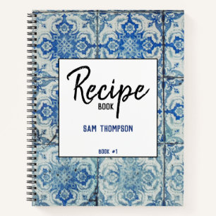 Personalized Vintage Portuguese Pattern Recipe  Notebook