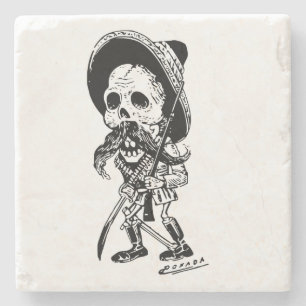 Personalized Vintage Posada Skeleton Calavera Stone Coaster