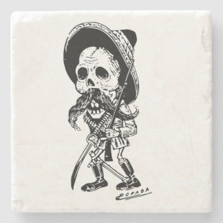 Personalized Vintage Posada Skeleton Calavera Stone Coaster