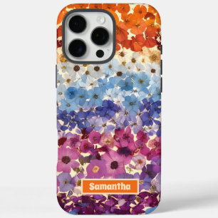 Personalized Vintage Pressed Flower Ombre iPhone 16 Pro Max Case