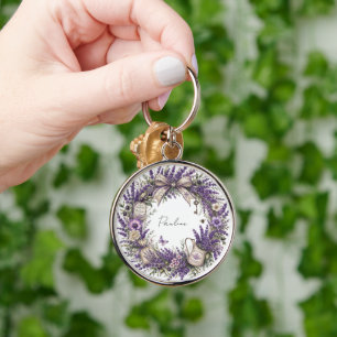 personalized vintage provence lavender monogram keychain