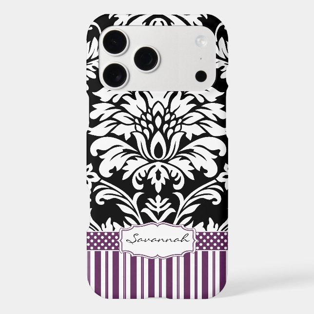 Personalized Vintage Purple Damask Pattern (Back)