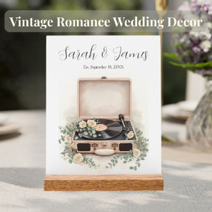 Personalized Vintage Record Player Wedding Sign