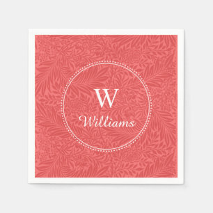 Personalized Vintage Red Larkspur Flower Napkin