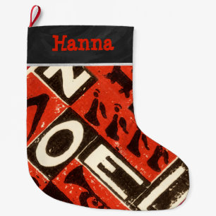 Personalized Vintage Red Noel Christmas Large Christmas Stocking
