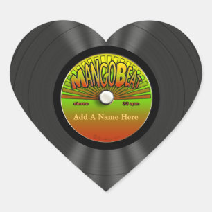 Personalized Vintage Reggae Vinyl Record Heart Sticker