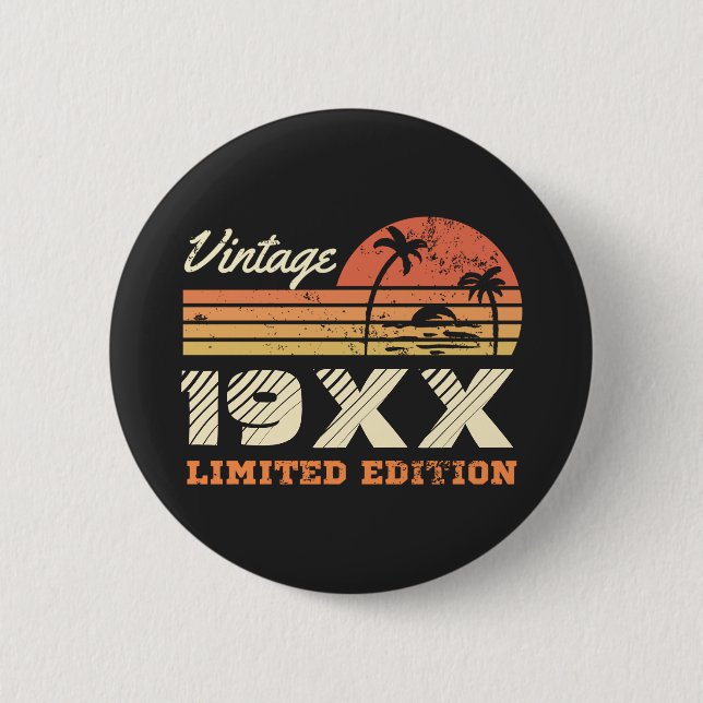 Personalized Vintage Retro Birthday  2 Inch Round Button (Front)