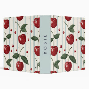 Personalized Vintage Retro Red Cherry Pattern Binder