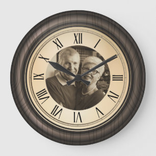 Personalized Vintage Roman Numeral Photo Large Clock