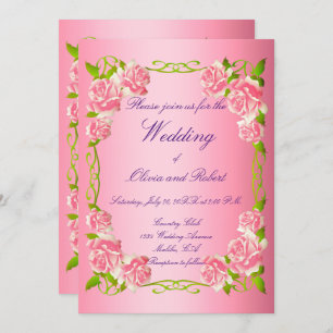 Personalized vintage romantic roses invitation