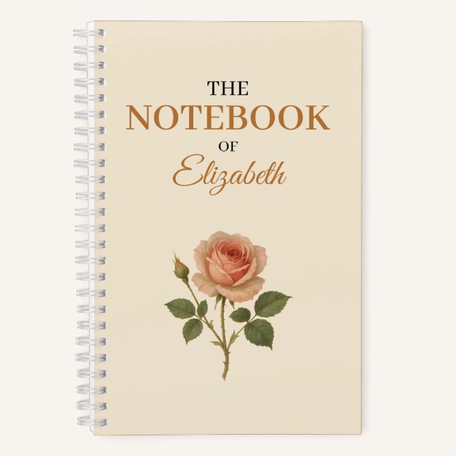 Personalized Vintage Rose Notebook | Custom Name (Front)