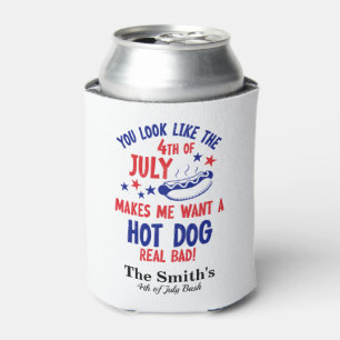 Personalized Vintage Rustic 4th july Can Cool Can Cooler