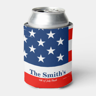 Personalized Vintage Rustic American Flag Can Cool Cooler