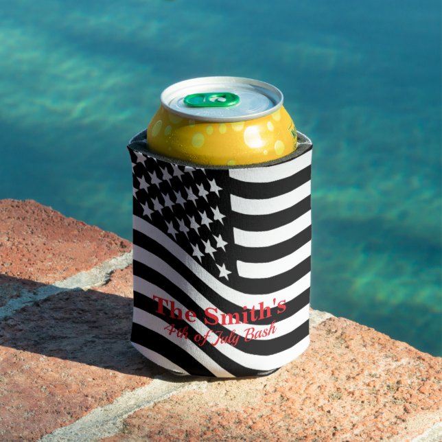 Personalized Vintage Rustic American Flag Can Cooler (In Situ Pool)