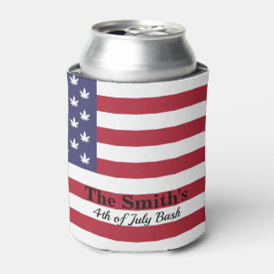 Personalized Vintage Rustic American Flag Can Cooler