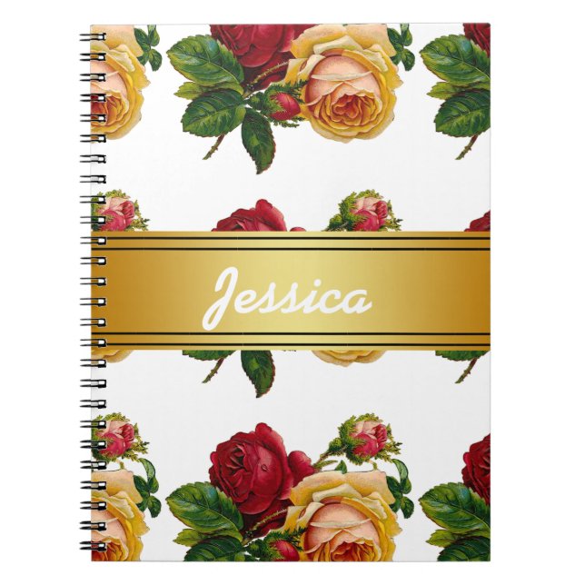 Personalized Vintage Rustic Floral Notebook (Front)