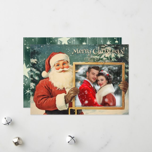 Personalized Vintage Santa Christmas Card (Front/Back In Situ)