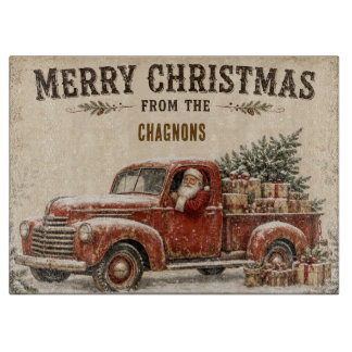 Personalized Vintage Santa Christmas Cutting Board
