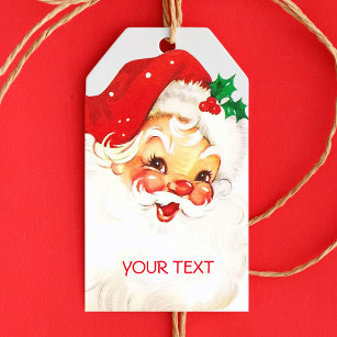 Personalized vintage Santa Claus Christmas holiday Gift Tags