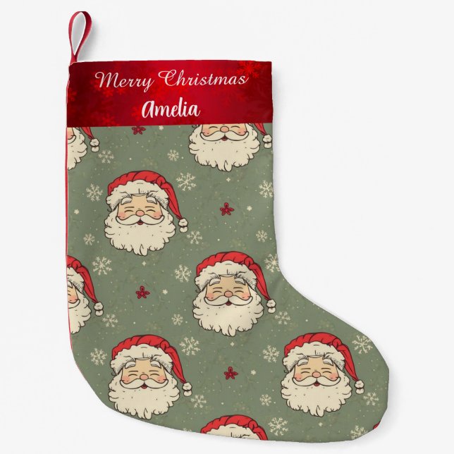 Personalized Vintage Santa Claus Small Christmas Stocking (Front)