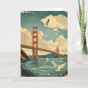 Personalized Vintage SF Golden Gate Bridge Card