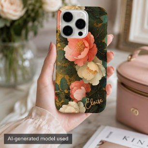 Personalized Vintage Shabby Chic Pastel Pink Peony iPhone 16 Pro Case